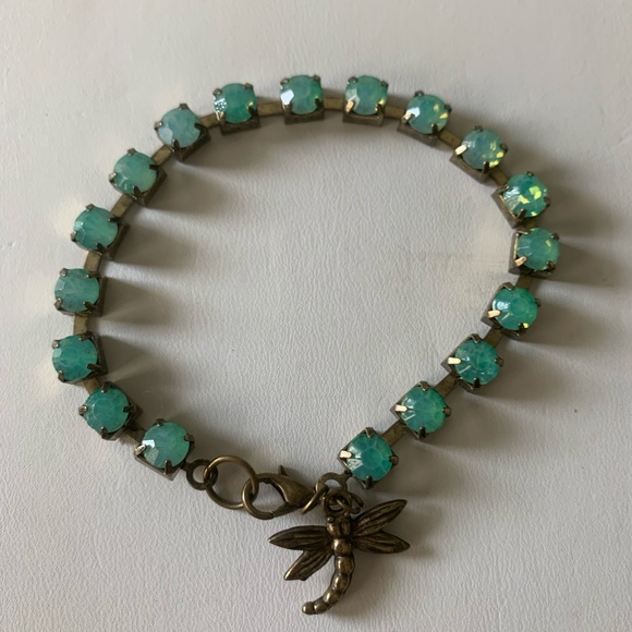 Bracelet aqua rhinestone dragonfly - Picture 3 of 7